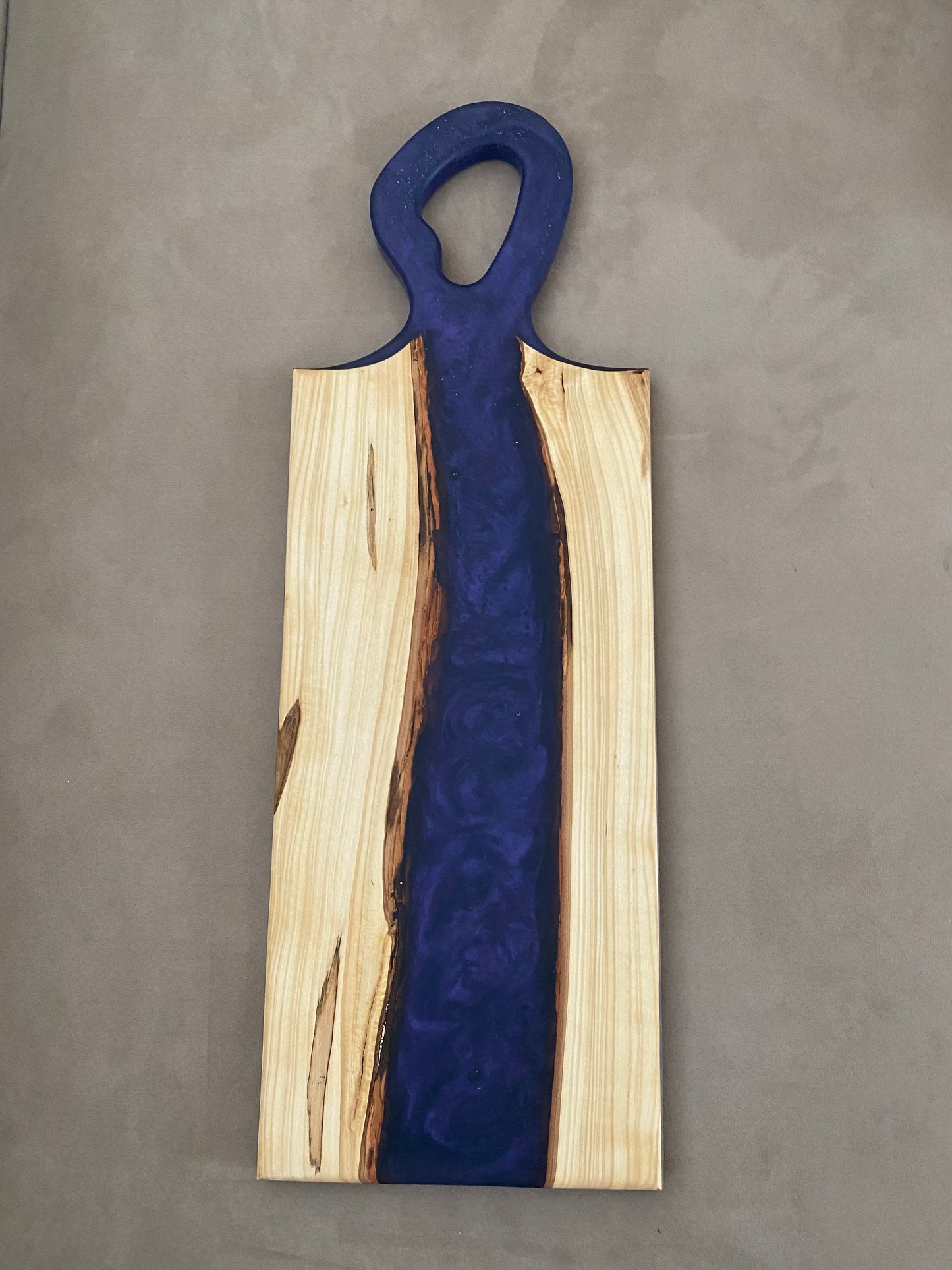 Live edge maple and blue river epoxy charcuterie board - 10”X24”