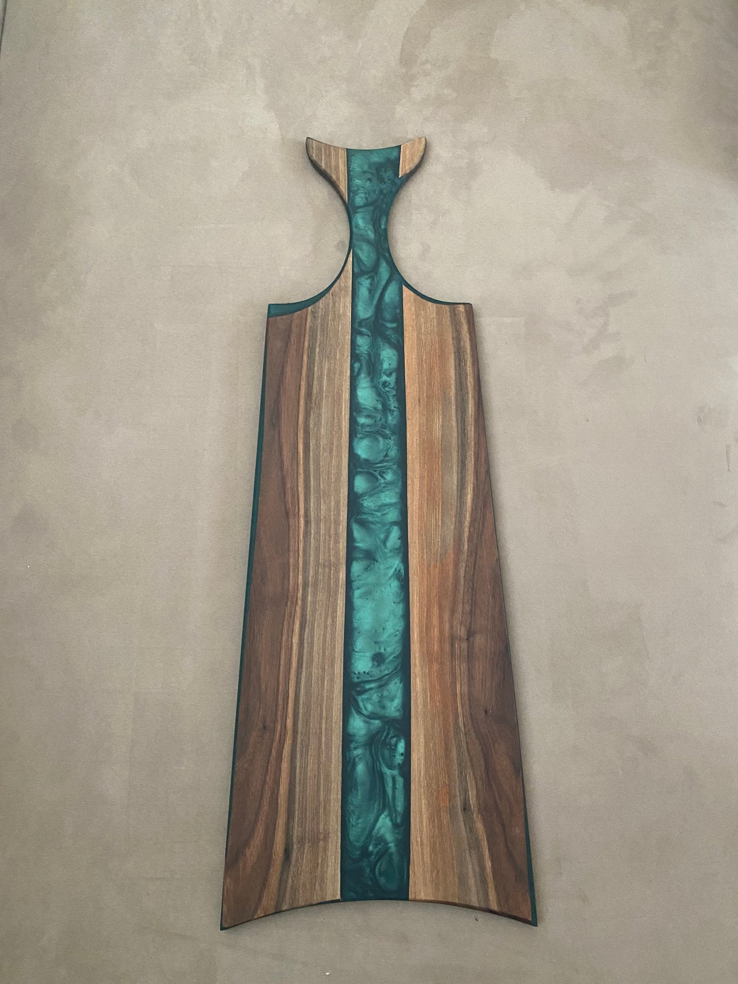 Live edge black walnut and green river epoxy charcuterie/display board 9”X24”X3/4”
