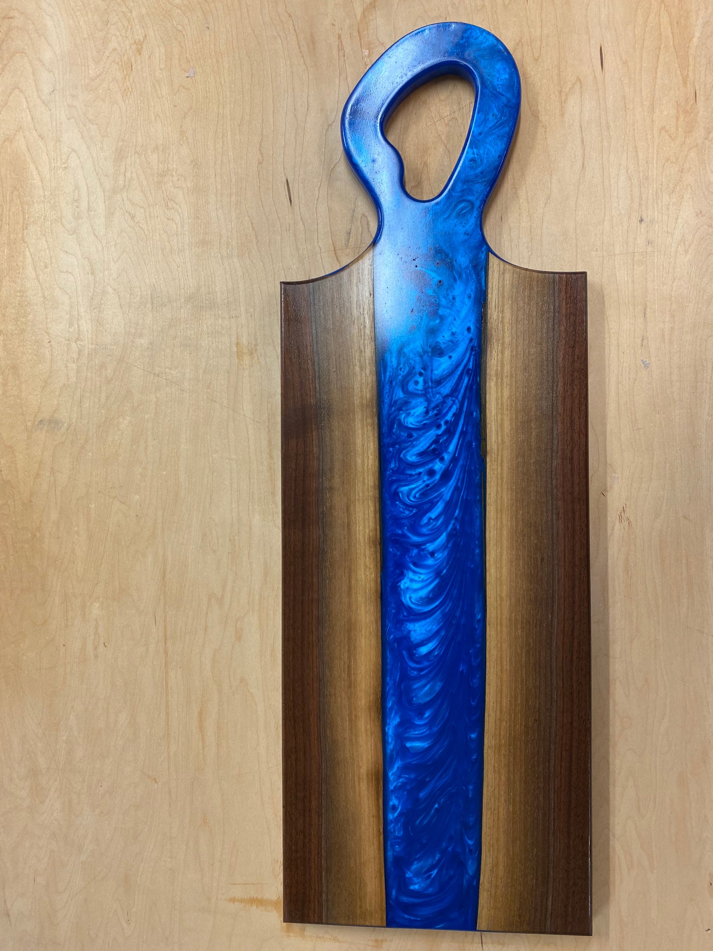 Live edge walnut and blue river epoxy charcuterie board - 10”X24”