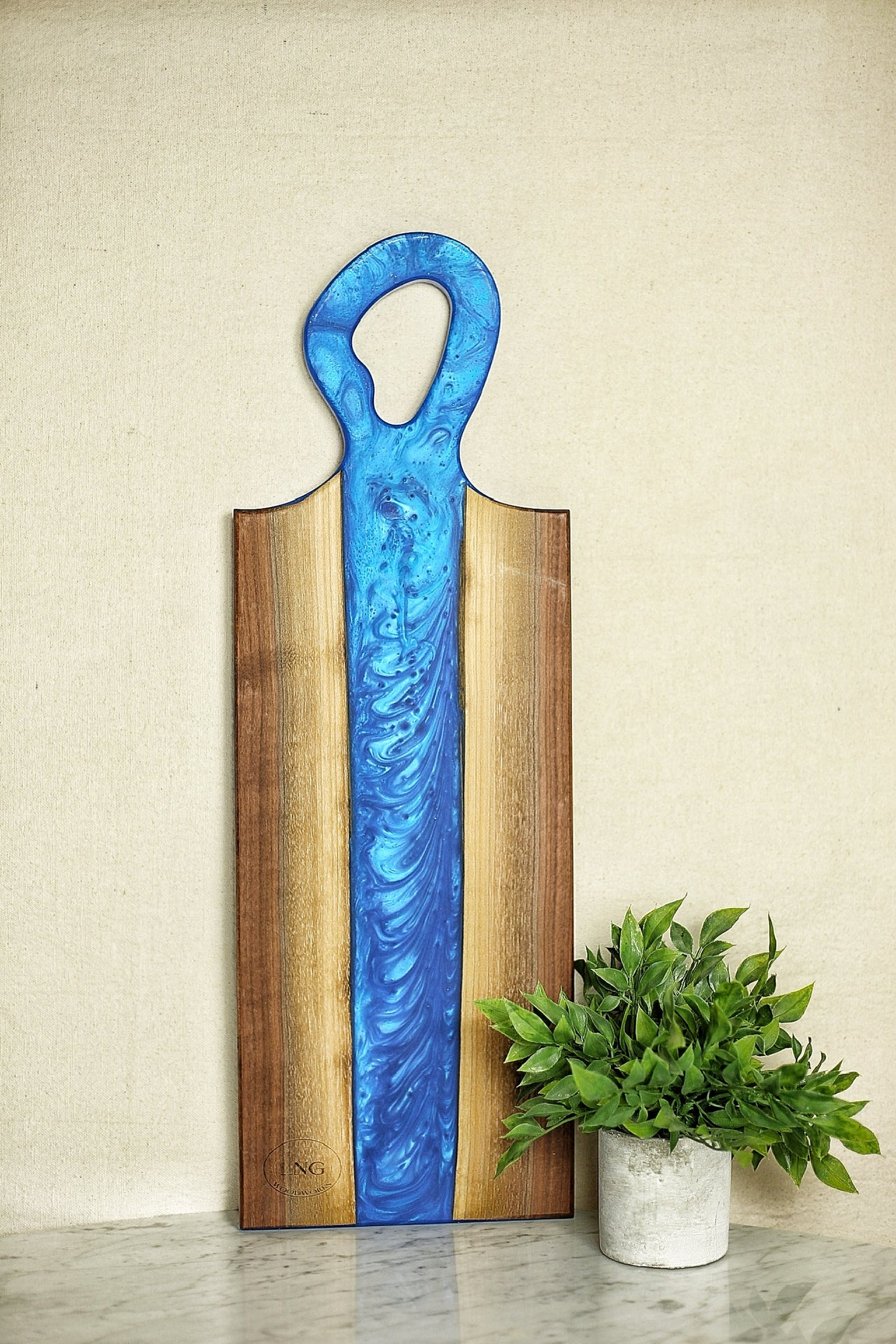 Live edge walnut and blue river epoxy charcuterie board - 10”X24”