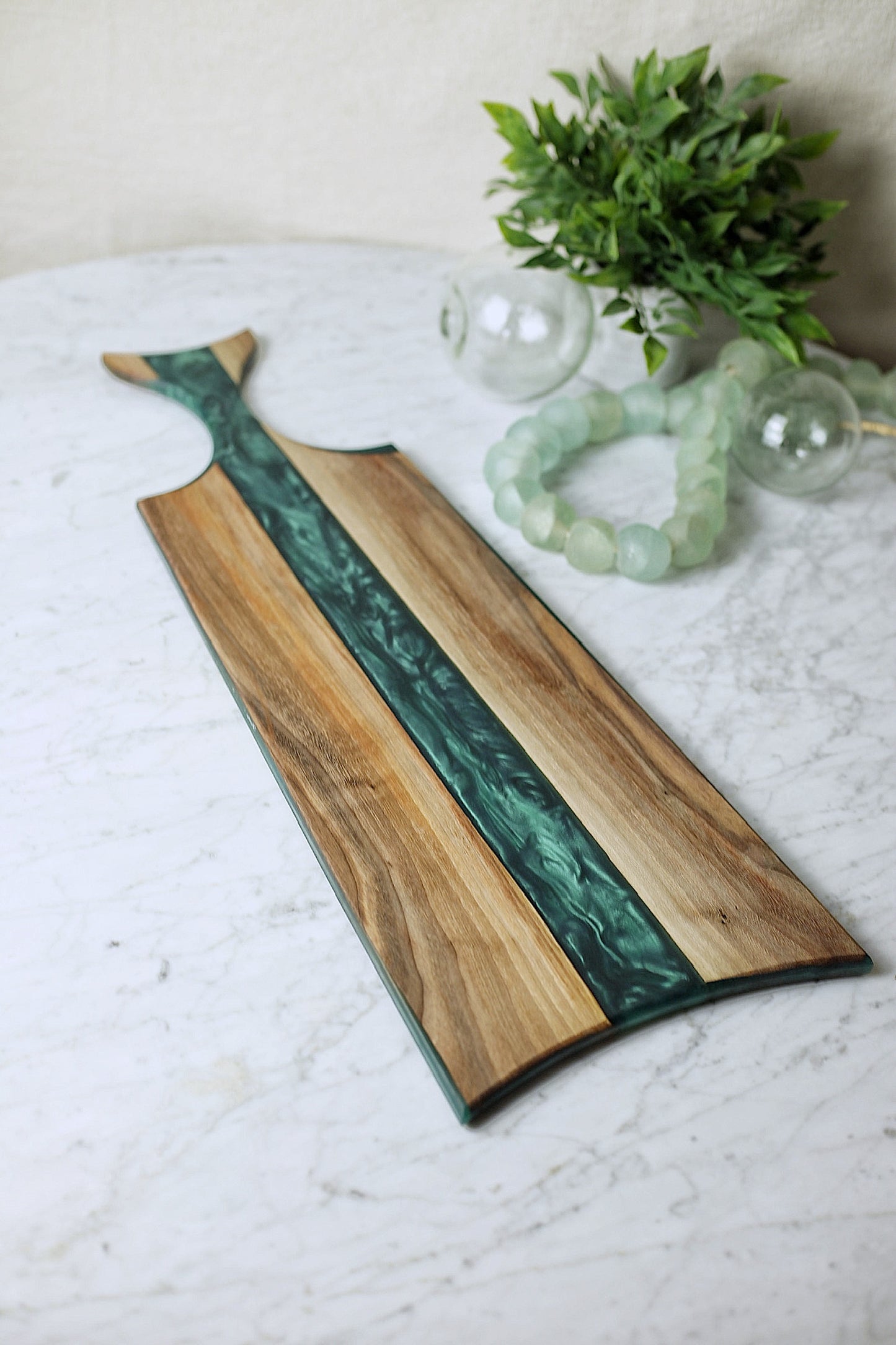 Live edge black walnut and green river epoxy charcuterie/display board 9”X24”X3/4”