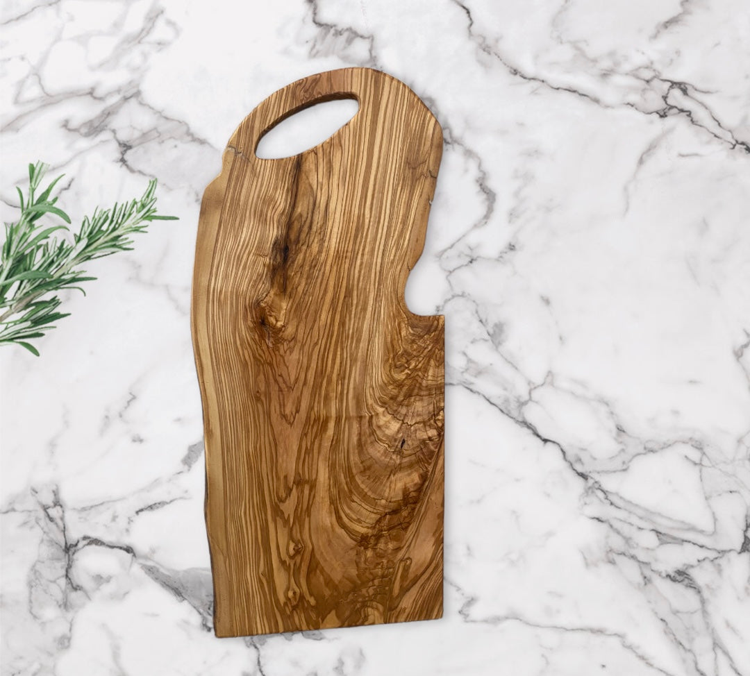 Live edge olive wood charcuterie board 10”X24”X3/4”