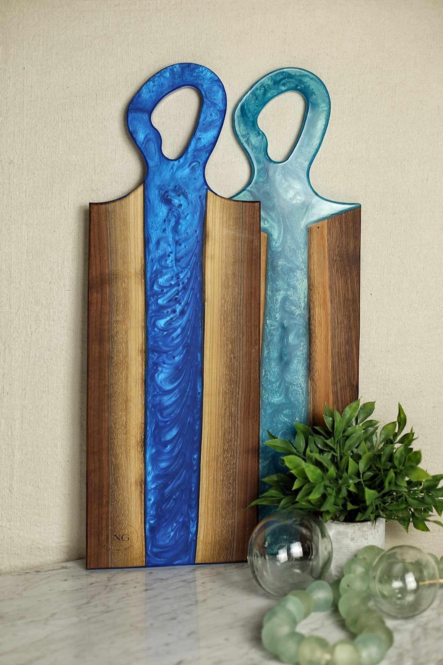 Charcuterie Board made of Cherry Wood and sold Aozora Blue Epoxy